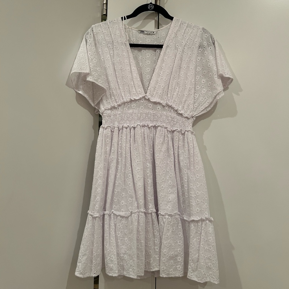 Zara White Dress with Eyelet Detail